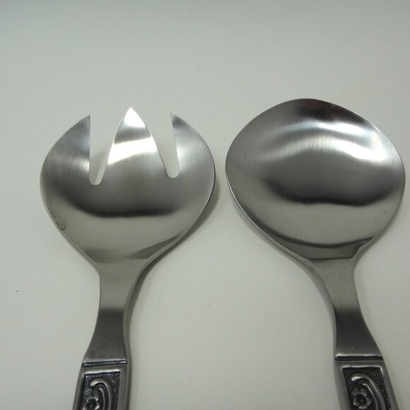 Oneida Custom Mediterranea Stainless Salad Serving Set Spoon Fork  MCM Box - Picture 3 of 11